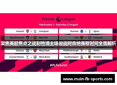 聚焦英超焦点之战利物浦主场迎战阿森纳赛程时间全面解析
